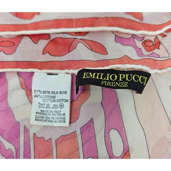 EMILIO PUCCI Firenze Italy Silk Blend Scarf Square 22 x 22 Inch Hand Rolled Hem - Picture 5 of 6